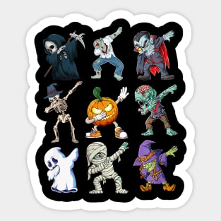 Kids Dab Pumpkin Skeleton Ghost Alien Zombie Halloween Sticker